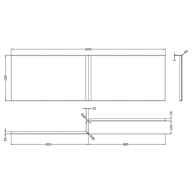 Nuie L-Shape Shower Bath Front Panel (2 sizes, White) - Brandnew Bathroom