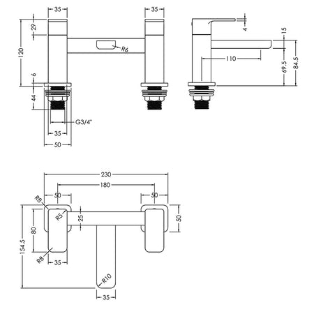Nuie Windon Deck Mounted Bath Filler (5 colours) - Brandnew Bathroom