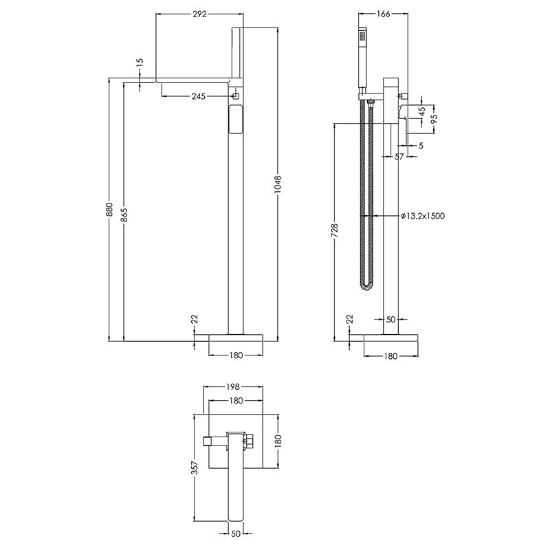 Nuie Windon Freestanding Bath Shower Mixer (5 colours) - Brandnew Bathroom