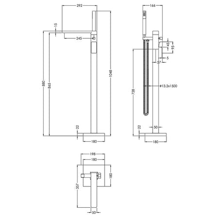 Nuie Windon Freestanding Bath Shower Mixer (5 colours) - Brandnew Bathroom