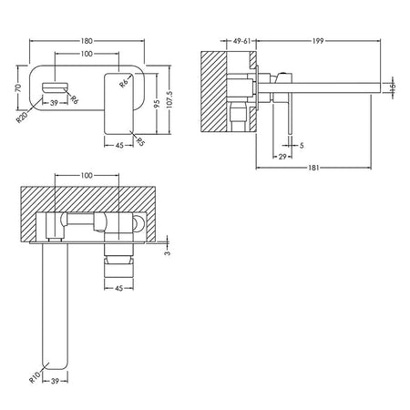 Nuie Windon Wall Mounted 2 Tap Hole Basin Mixer With Plate (5 colours) - Brandnew Bathroom