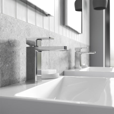 Nuie Windon Mono & Eco Mono Basin Mixer With Push Button Waste (Chrome, 2 styles) - Brandnew Bathroom