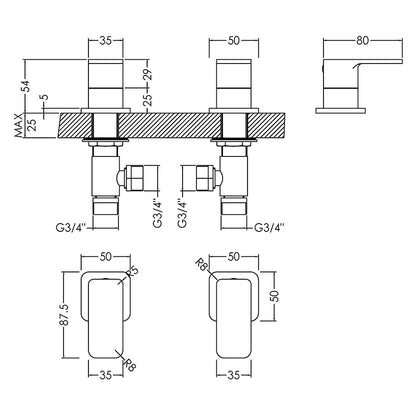 Nuie Windon 3/4" Side Valves (Chrome) - Brandnew Bathroom