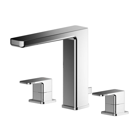 Nuie Windon Deck Mounted 3 Tap Hole Basin Mixer With Pop Up Waste (Chrome) - Brandnew Bathroom