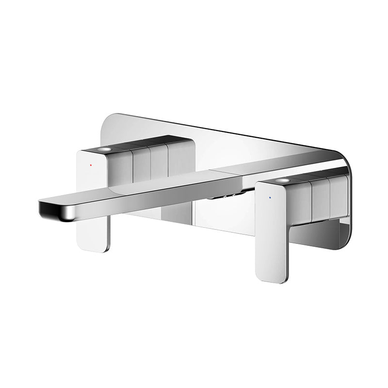 Nuie Windon Wall Mounted 3 Tap Hole Basin Mixer With Plate (Chrome) - Brandnew Bathroom