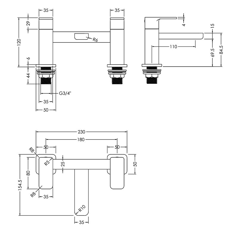 Nuie Windon Deck Mounted Bath Filler (5 colours) - Brandnew Bathroom
