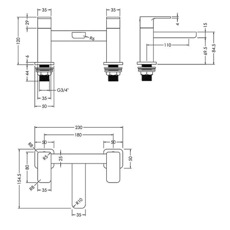 Nuie Windon Deck Mounted Bath Filler (5 colours) - Brandnew Bathroom