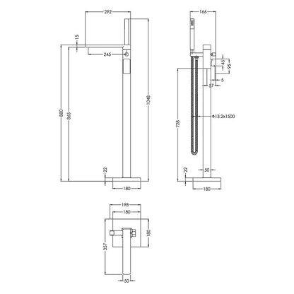 Nuie Windon Freestanding Bath Shower Mixer (5 colours) - Brandnew Bathroom