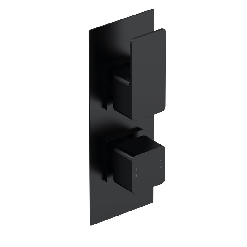 Nuie Windon Twin Thermostatic Shower Valve With Diverter (1 size, Matt Black) - Brand New Bathrooms