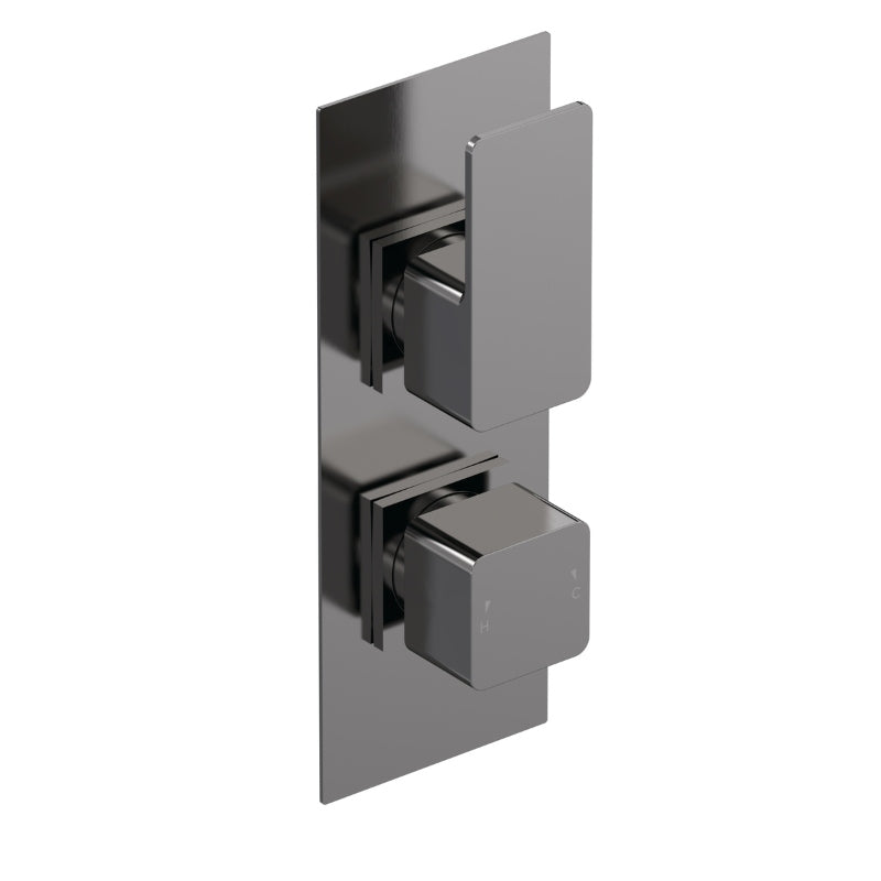 Nuie Windon Twin Thermostatic Shower Valve With Diverter (1 size, Brushed Pewter) - Brand New Bathrooms