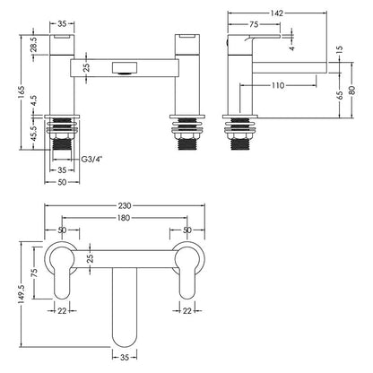 Nuie Windon Deck Mounted Bath Filler (5 colours) - Brandnew Bathroom