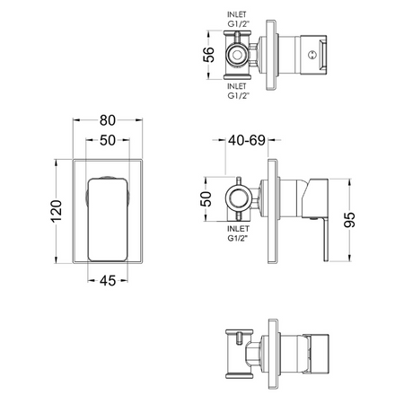 Nuie Windon Manual Shower Valve (1 size, Chrome) - Brand New Bathrooms