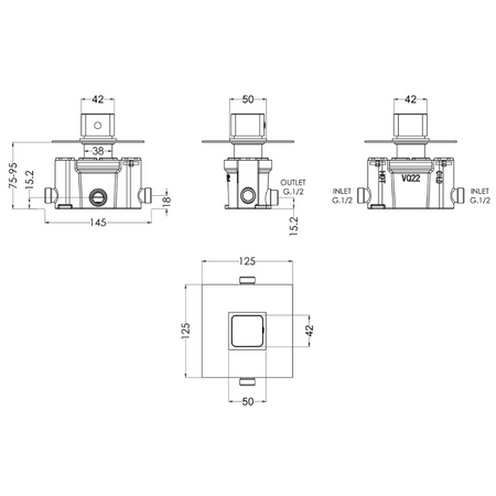 Nuie Windon Thermostatic Temperature Control Valve (1 size, Chrome) - Brand New Bathrooms