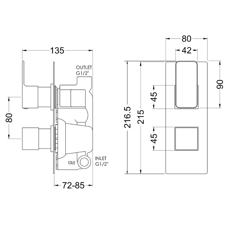 Nuie Windon Twin Thermostatic Shower Valve (1 size, Chrome) - Brand New Bathrooms
