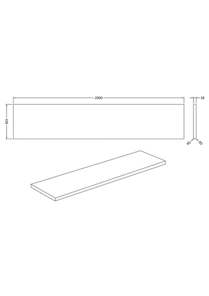 Hudson Reed Fusion Fitted 2000mm wide Laminate Worktop (1 size, 6 colours) - Brand New Bathrooms
