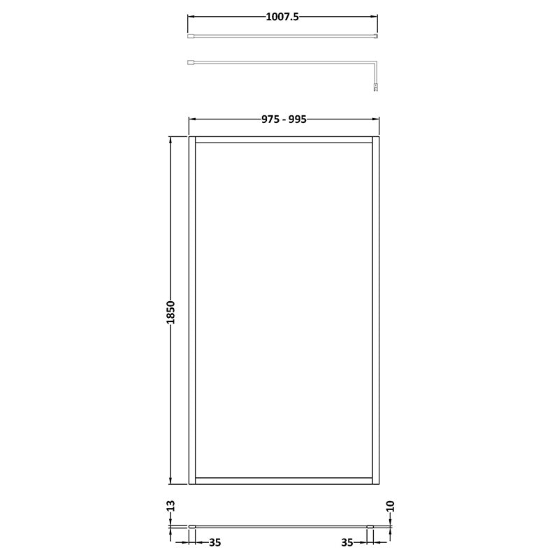 Nuie Full Outer Frame Wetroom 8mm Toughened Safety Glass Screen (8 sizes, 2 colours) -Brandnew Bathroom
