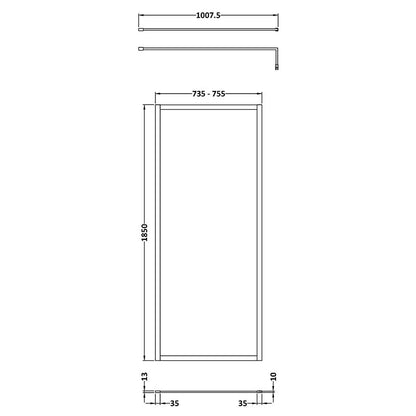 Nuie Full Outer Frame Wetroom 8mm Toughened Safety Glass Screen (8 sizes, 2 colours) -Brandnew Bathroom