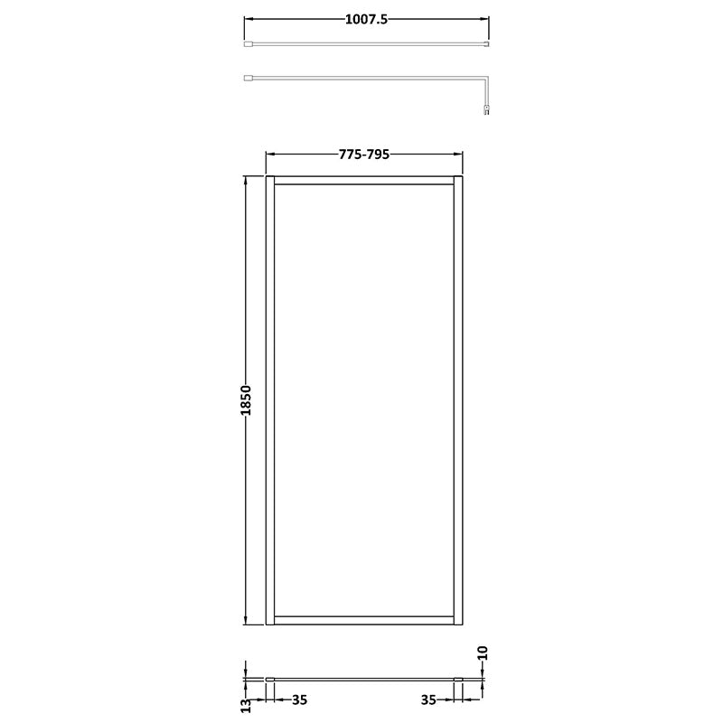 Nuie Full Outer Frame Wetroom 8mm Toughened Safety Glass Screen (8 sizes, 2 colours) -Brandnew Bathroom