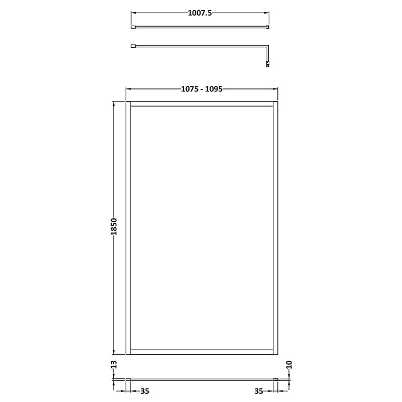 Nuie Full Outer Frame Wetroom 8mm Toughened Safety Glass Screen (8 sizes, 2 colours) -Brandnew Bathroom