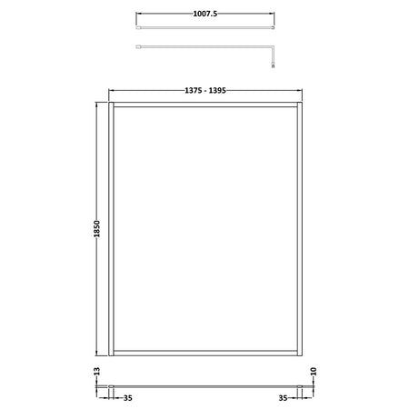 Nuie Full Outer Frame Wetroom 8mm Toughened Safety Glass Screen (8 sizes, 2 colours) -Brandnew Bathroom