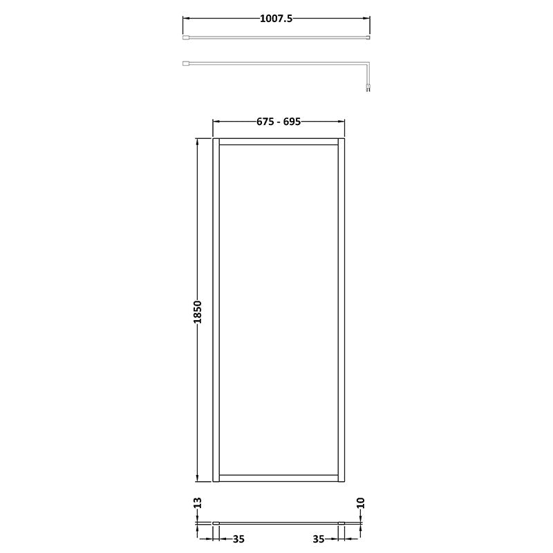 Nuie Full Outer Frame Wetroom 8mm Toughened Safety Glass Screen (8 sizes, 2 colours) -Brandnew Bathroom