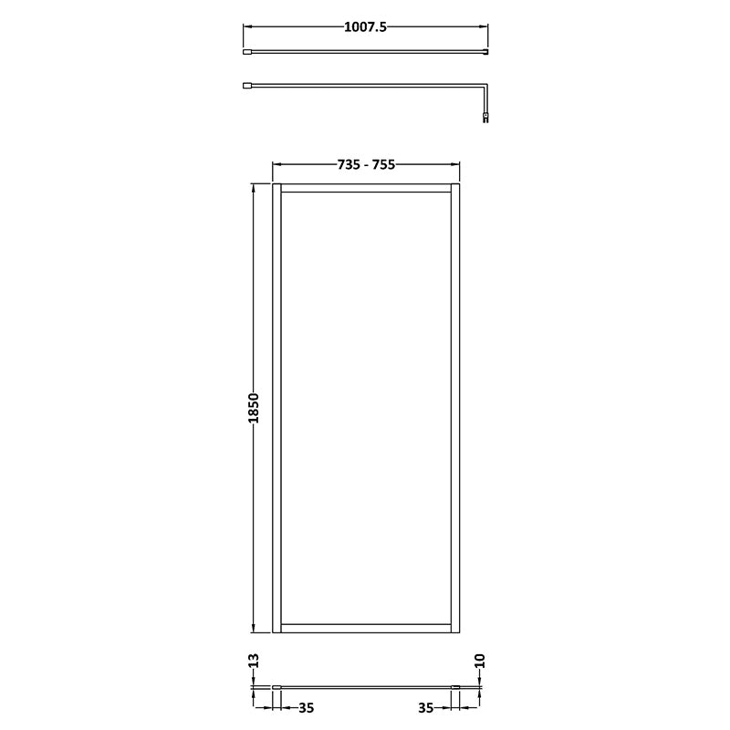 Nuie Full Outer Frame Wetroom 8mm Toughened Safety Glass Screen (8 sizes, 2 colours) -Brandnew Bathroom