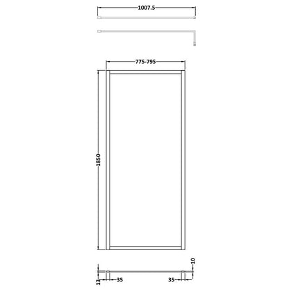 Nuie Full Outer Frame Wetroom 8mm Toughened Safety Glass Screen (8 sizes, 2 colours) -Brandnew Bathroom
