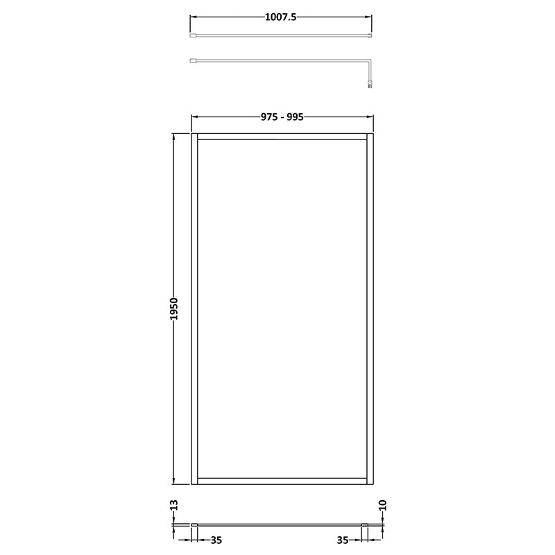Nuie Full Outer Frame Wetroom Screen (7 sizes, 2 colours) - Brandnew Bathroom