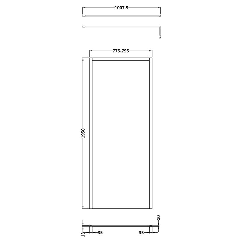 Nuie Full Outer Frame Wetroom Screen (7 sizes, 2 colours) - Brandnew Bathroom