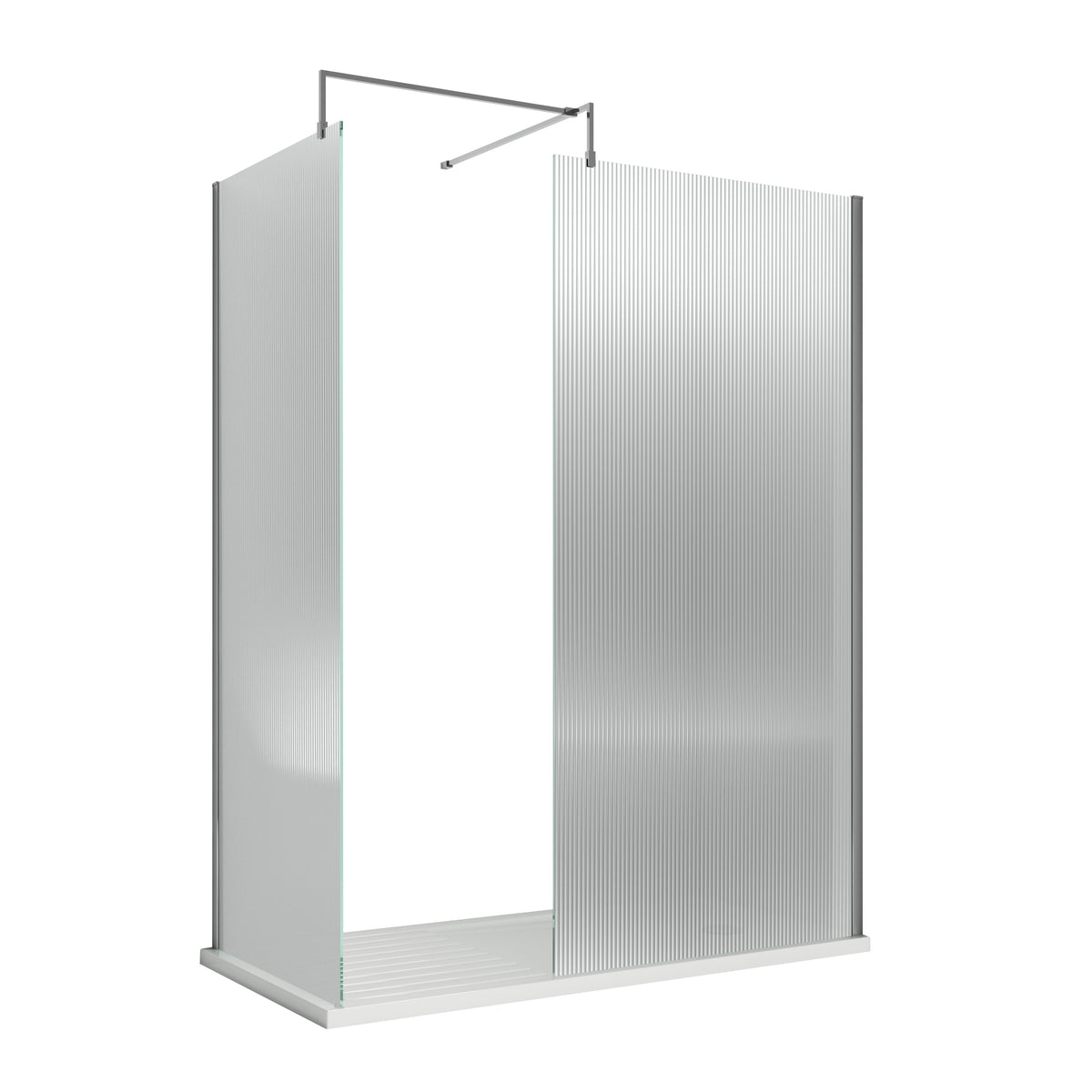Nuie Fluted Wetroom Screen Including Support Bar (1 size, 4 colours) - Brand New Bathrooms