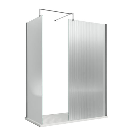 Nuie Fluted Wetroom Screen Including Support Bar (1 size, 4 colours) - Brand New Bathrooms