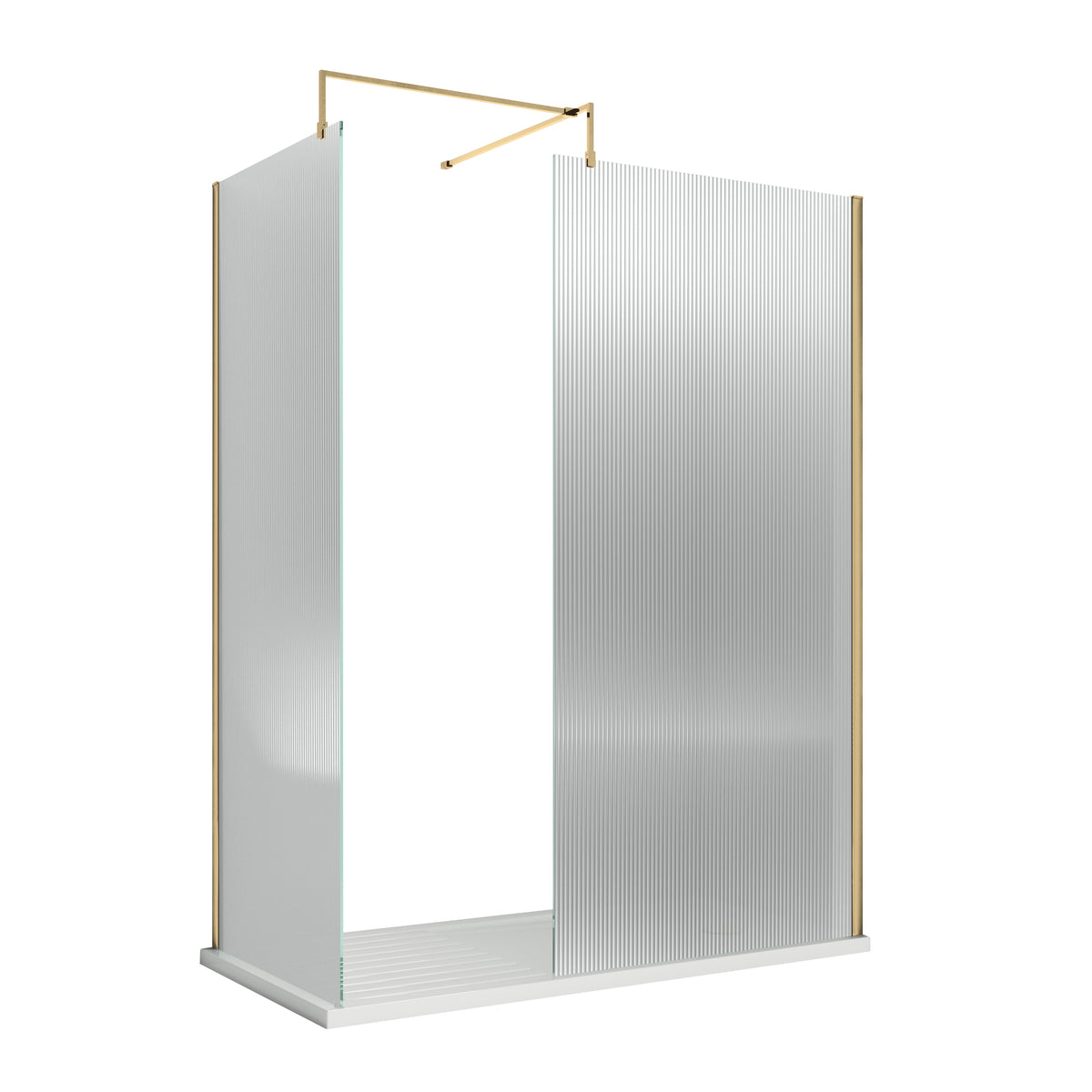 Nuie Fluted Wetroom Screen Including Support Bar (1 size, 4 colours) - Brand New Bathrooms