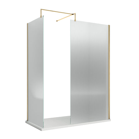 Nuie Fluted Wetroom Screen Including Support Bar (1 size, 4 colours) - Brand New Bathrooms