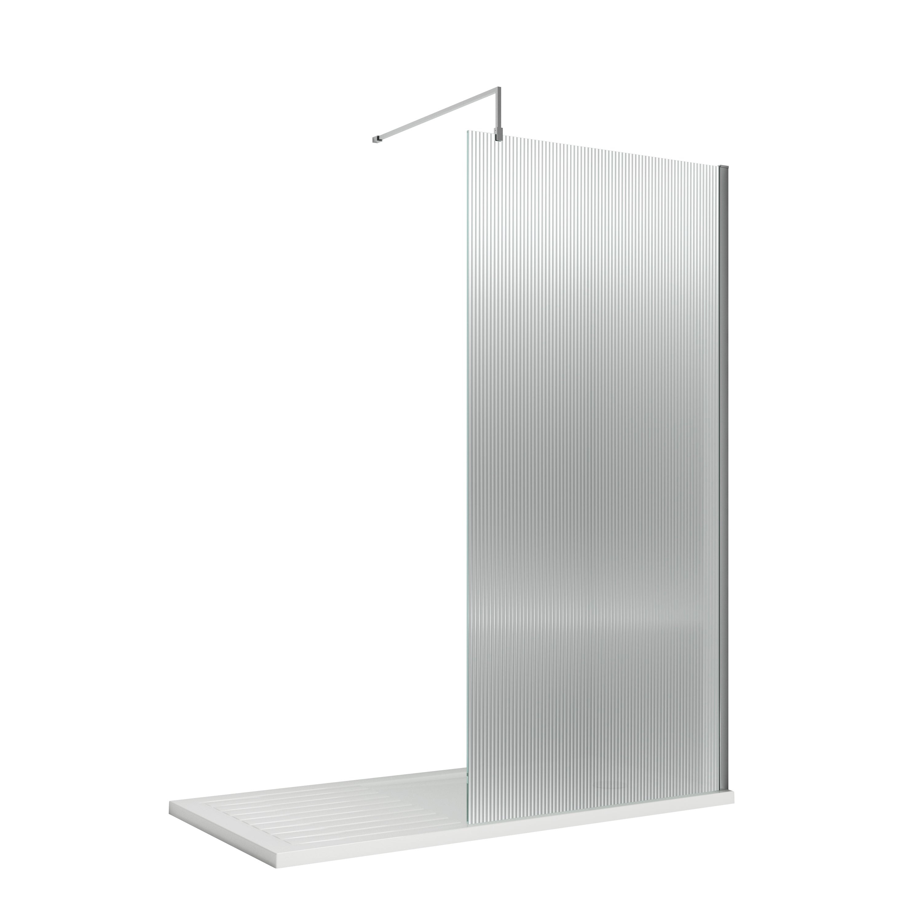 Nuie Fluted Wetroom Screen Including Support Bar (1 size, 4 colours) - Brand New Bathrooms