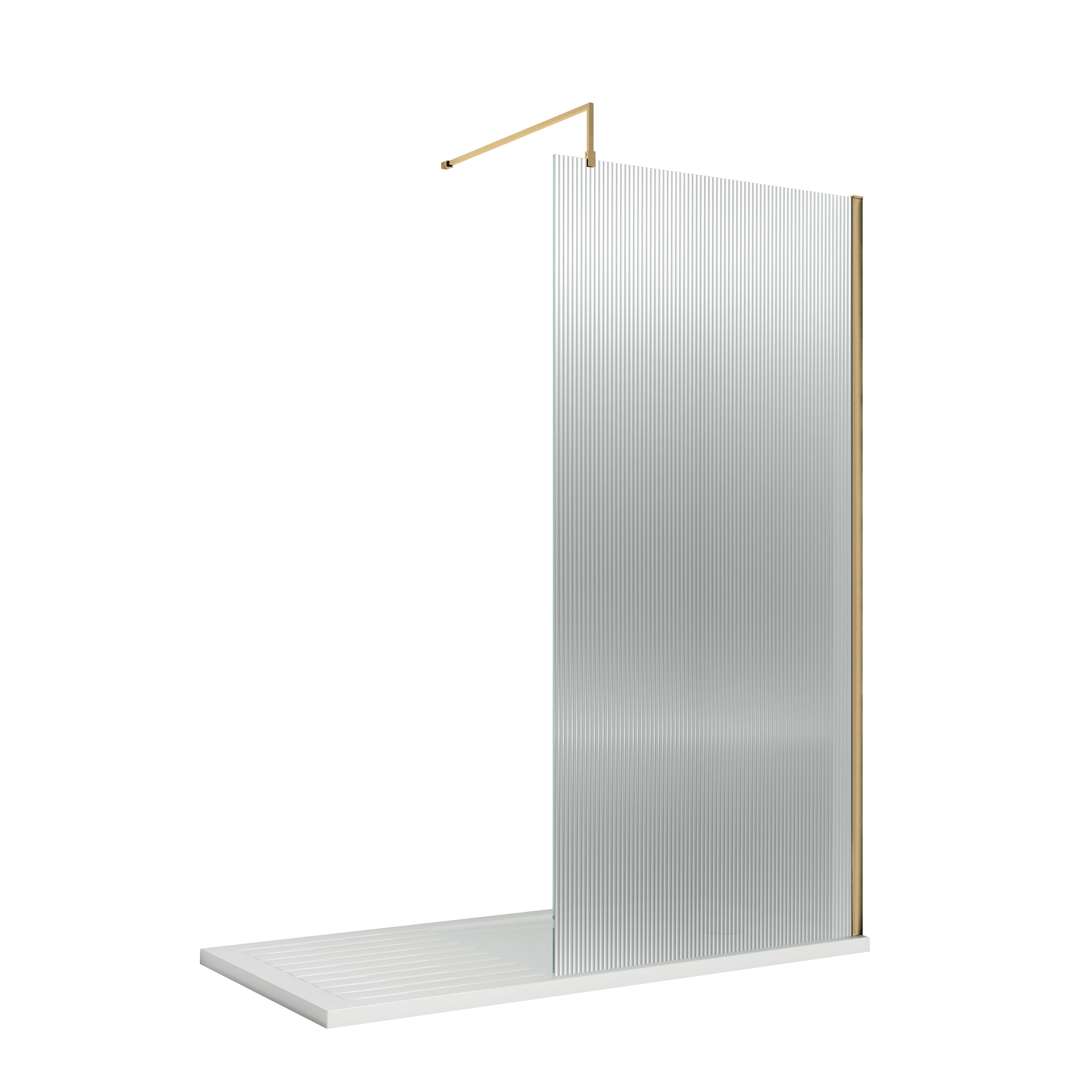 Nuie Fluted Wetroom Screen Including Support Bar (1 size, 4 colours) - Brand New Bathrooms