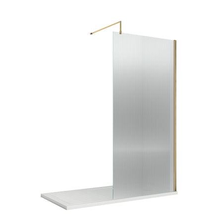 Nuie Fluted Wetroom Screen Including Support Bar (1 size, 4 colours) - Brand New Bathrooms