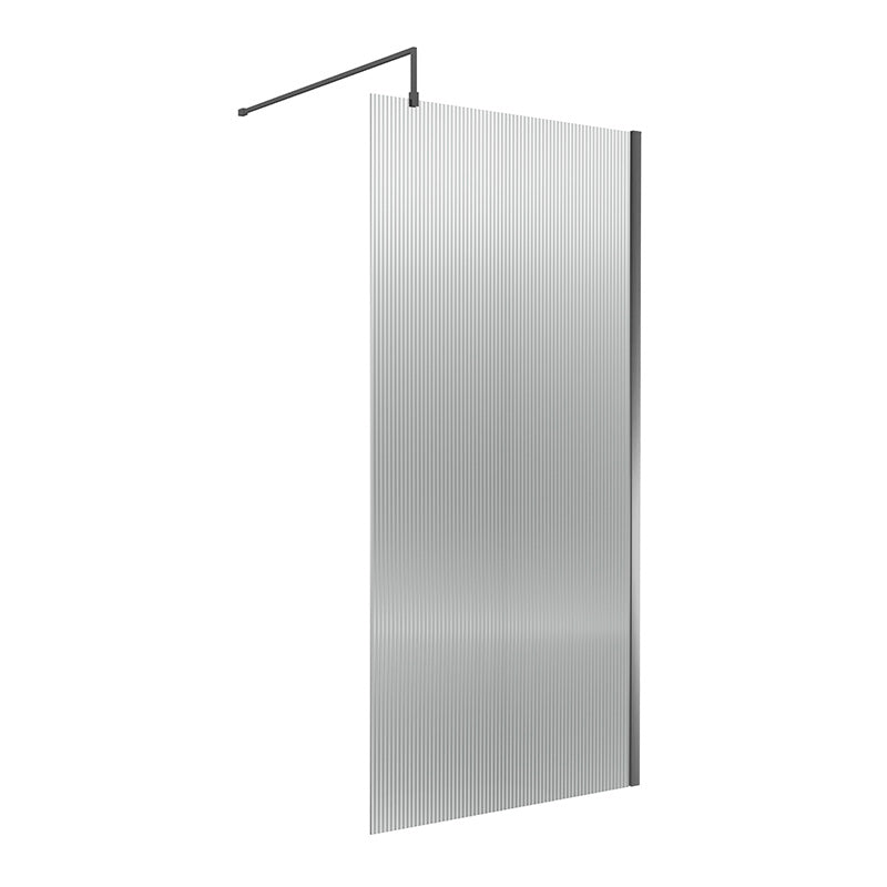 Nuie Fluted Wetroom Screen (1 sizes, Chrome) -Brandnew Bathroom