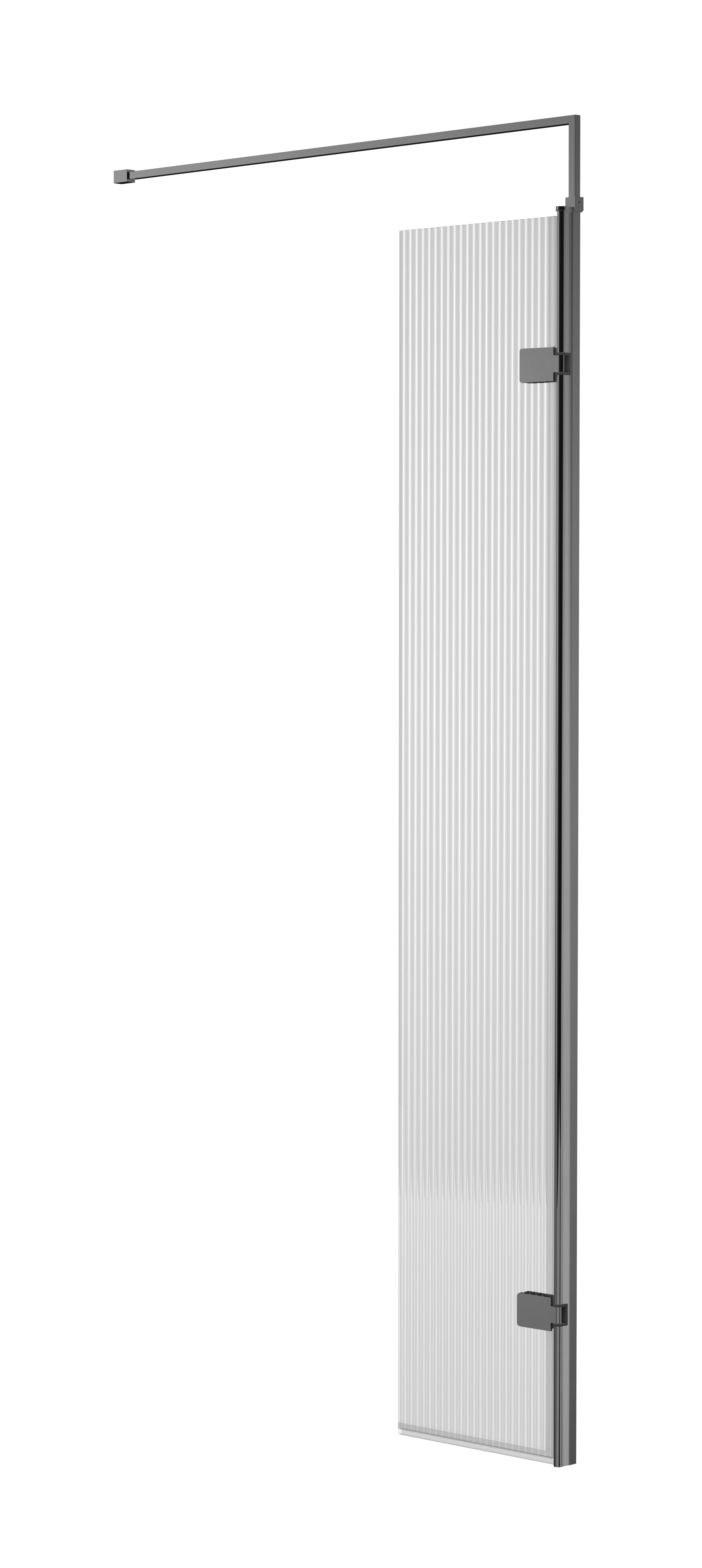 Nuie Fluted Swing Screen 300x1850 (1 sizes, Brushed Pewter) - Brand New Bathrooms