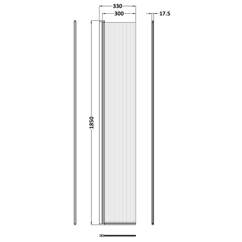 Nuie Fluted Hinged Screen (300mm, Brushed Pewter) - Brandnew Bathroom