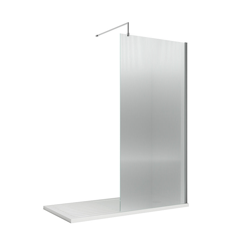 Nuie Fluted Wetroom Screen Including Support Bar (900mm, 3 colours) - Brandnew Bathroom