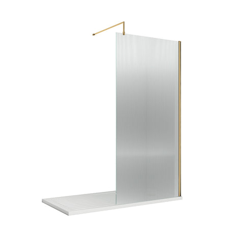 Nuie Fluted Wetroom Screen Including Support Bar (900mm, 3 colours) - Brandnew Bathroom
