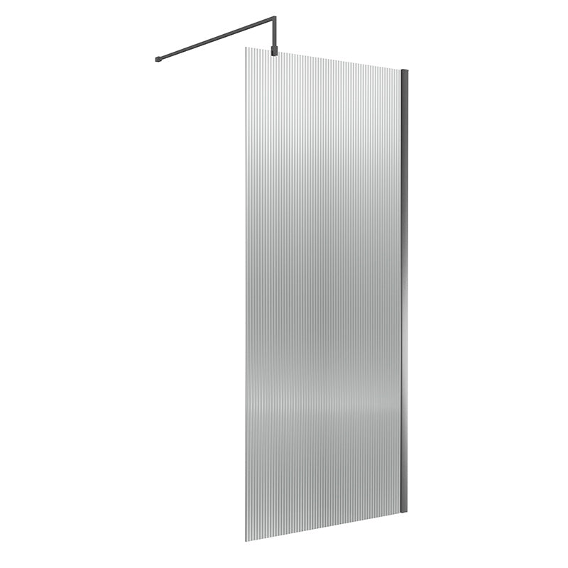 Nuie Fluted Wetroom Screen (900mm, Brushed Pewter) - Brandnew Bathroom