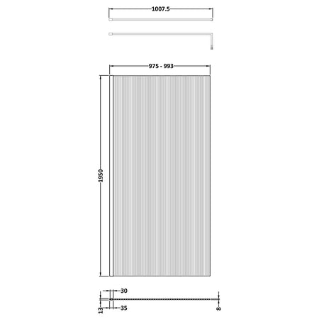 Nuie Fluted Wetroom Screen Inc' Bar (1 size, 3 colours) - Brandnew Bathroom