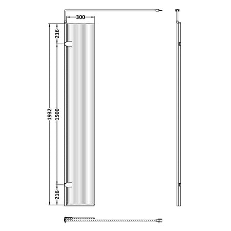 Nuie Fluted Hinged Screen with Support Bar (3 colours) - Brandnew Bathroom
