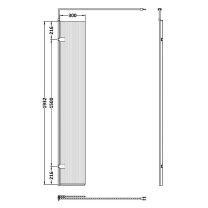 Nuie Fluted Hinged Screen with Support Bar (3 colours) - Brandnew Bathroom
