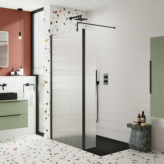 Nuie Fluted Hinged Flipper Screen (3 colours) - Brandnew Bathroom