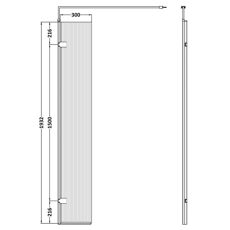 Nuie Fluted Hinged Screen with Support Bar (3 colours) - Brandnew Bathroom