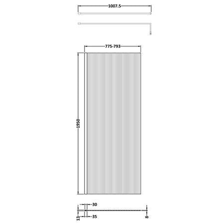 Nuie Fluted Wetroom Screen Inc' Bar (1 size, 3 colours) - Brandnew Bathroom