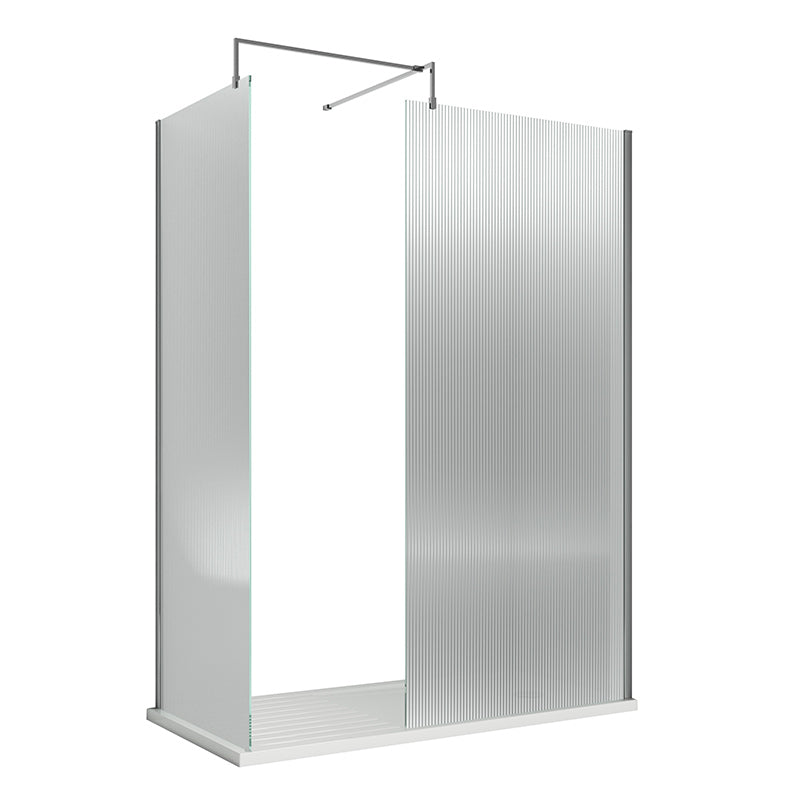 Nuie Fluted Wetroom Screen with Support Bar (1 size, 3 colours) - Brandnew Bathroom