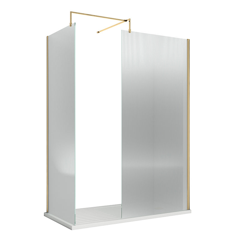 Nuie Fluted Wetroom Screen with Support Bar (1 size, 3 colours) - Brandnew Bathroom